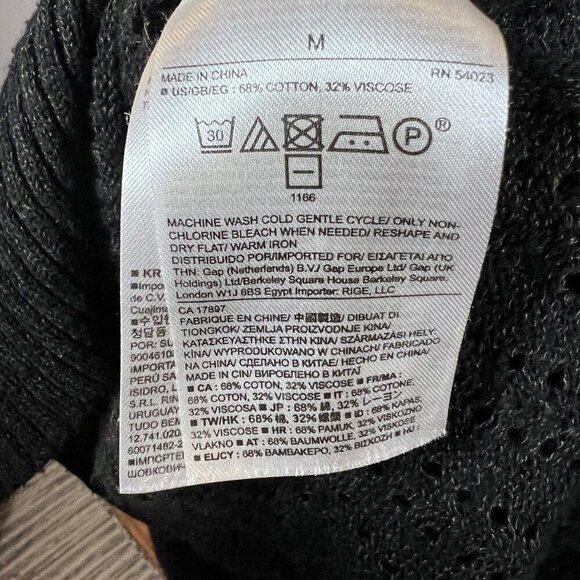 Banana Republic Cardigan Black Lace Stitch Button Front Women's Size M - Picture 8 of 10